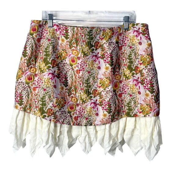 Mare Mare Anthropologie Floral Mini Skirt With Ruffle Hem Womens Size XL NEW - Picture 1 of 7